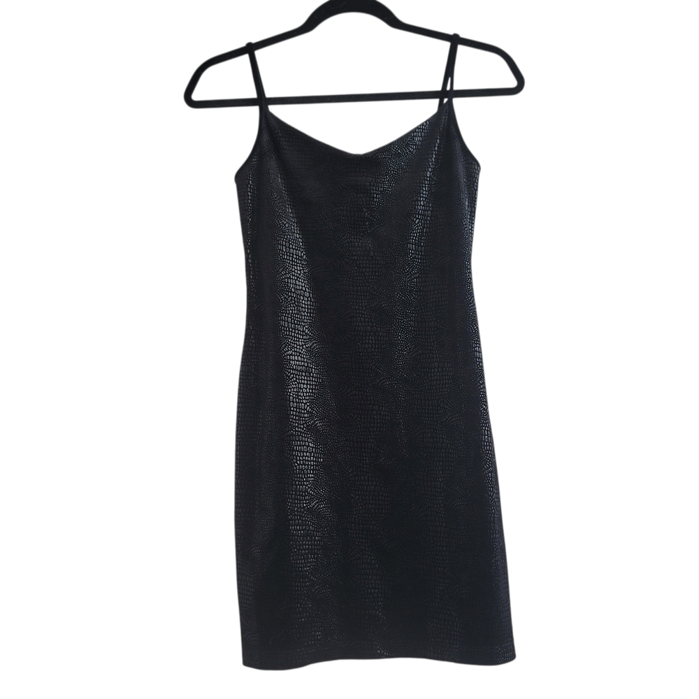 VTG Ralph Ralph Lauren Black Velvet Animal Textured Sleeveless Mini Dress Small